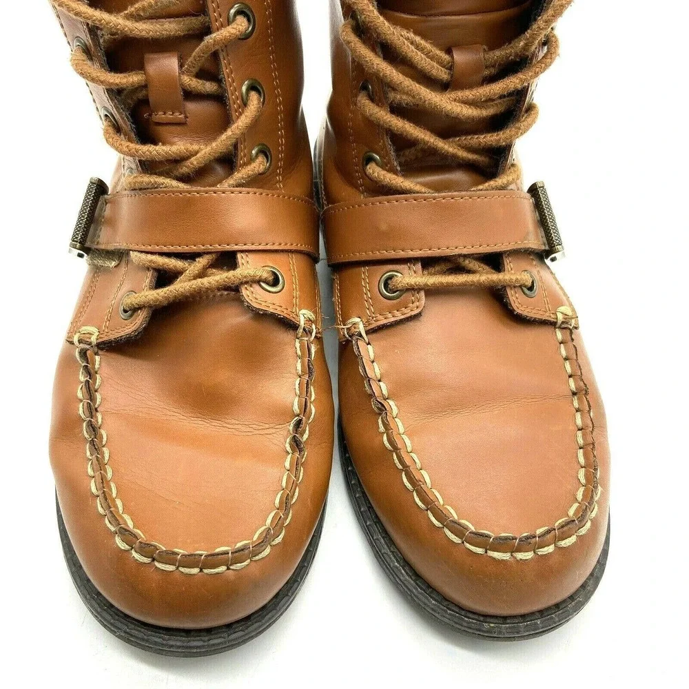 Polo by Ralph Lauren leather boots size 5 Brown lace Tie‎ Up High Ankle unisex - Picture 2 of 12